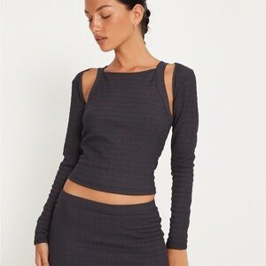 Unique cutout detailed tank top with bolero shrug/sleeves